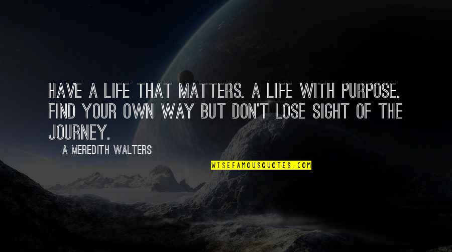 Don Lose Your Way Quotes By A Meredith Walters: Have a life that matters. A life with