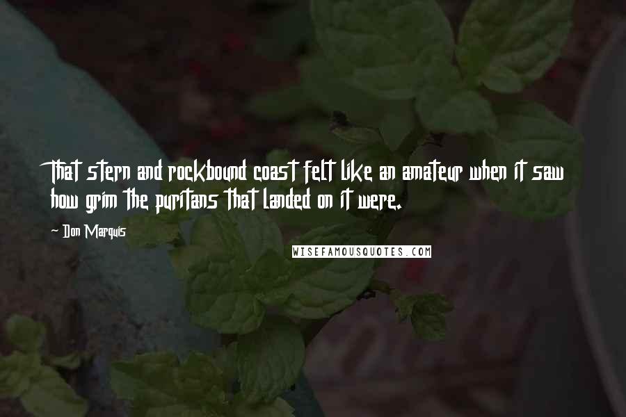 Don Marquis quotes: That stern and rockbound coast felt like an amateur when it saw how grim the puritans that landed on it were.