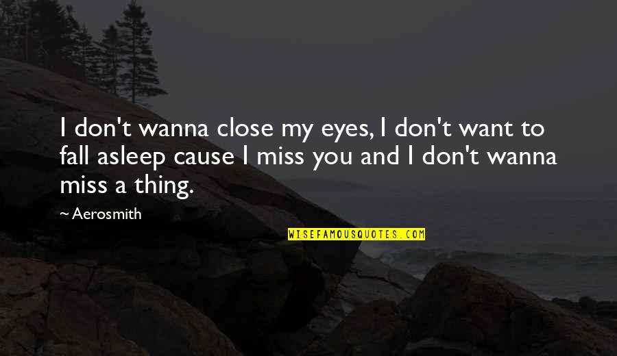 Don Miss You Quotes By Aerosmith: I don't wanna close my eyes, I don't