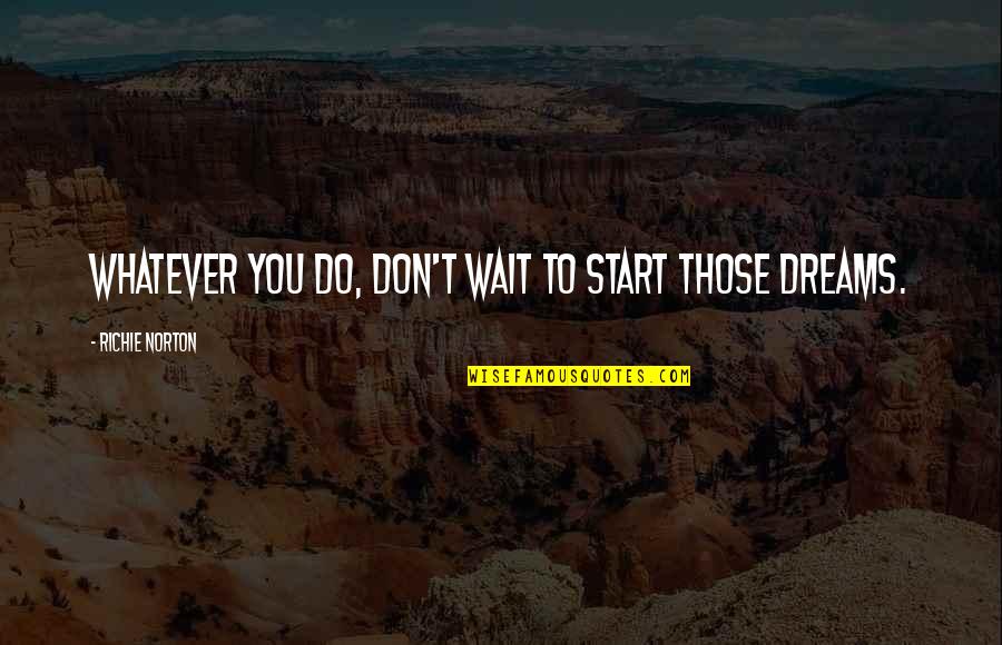 Don Richie Quotes By Richie Norton: Whatever you do, don't wait to start those Don Richie Quotes By Richie Norton: Whatever you do, don't wait to start those