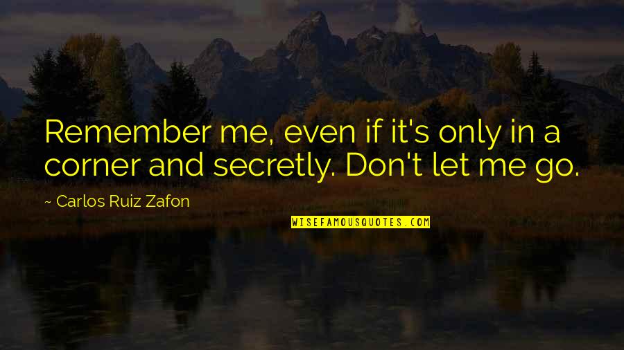 Don Ruiz Quotes By Carlos Ruiz Zafon: Remember me, even if it's only in a
