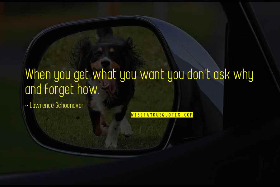 Don T Forget Quotes By Lawrence Schoonover: When you get what you want you don't