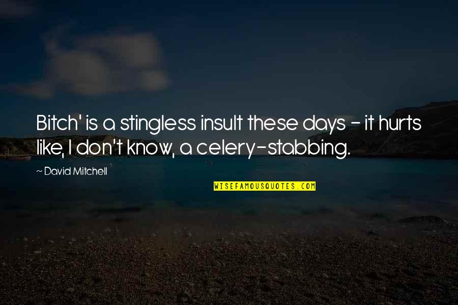 Don T Insult Quotes By David Mitchell: Bitch' is a stingless insult these days -