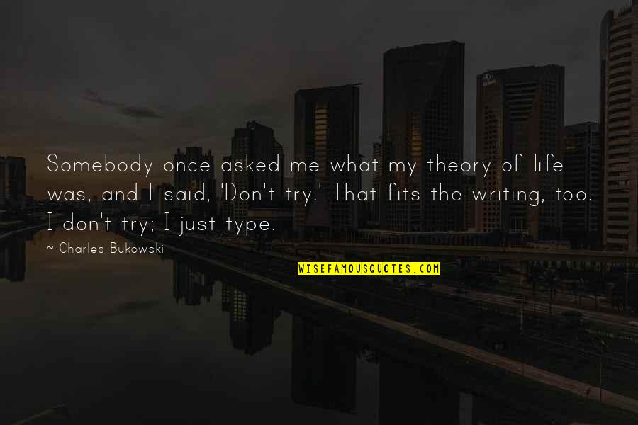 Don Type Quotes By Charles Bukowski: Somebody once asked me what my theory of