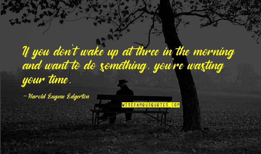 Don Waste Time Quotes By Harold Eugene Edgerton: If you don't wake up at three in