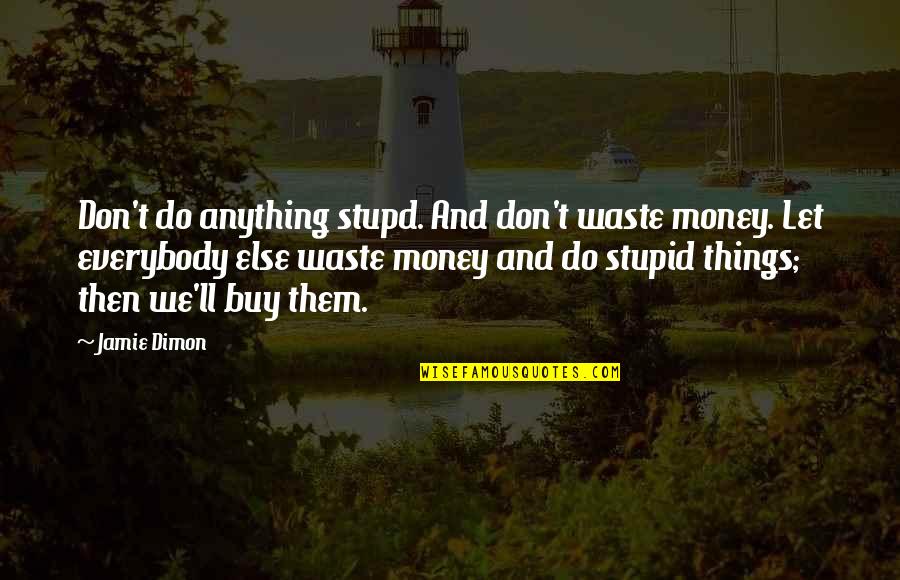 Don Waste Your Money Quotes By Jamie Dimon: Don't do anything stupd. And don't waste money.