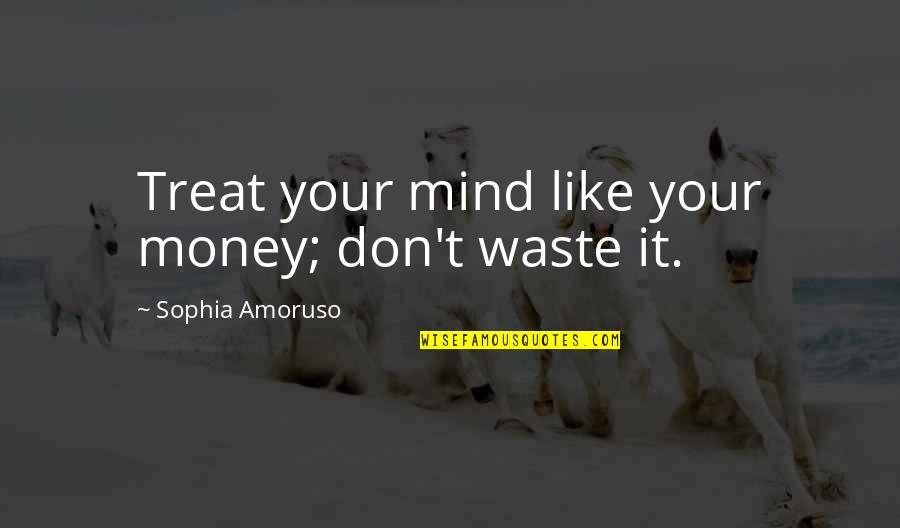Don Waste Your Money Quotes By Sophia Amoruso: Treat your mind like your money; don't waste