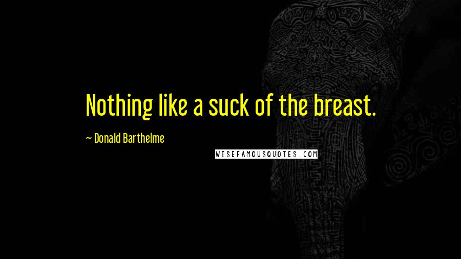 Donald Barthelme quotes: Nothing like a suck of the breast.