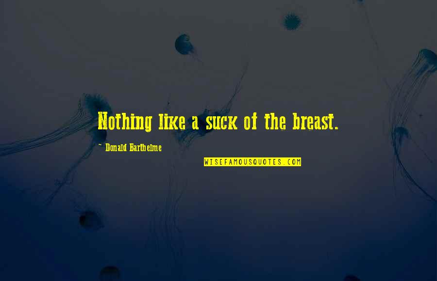 Donald Barthelme Quotes By Donald Barthelme: Nothing like a suck of the breast. Donald Barthelme Quotes By Donald Barthelme: Nothing like a suck of the breast.