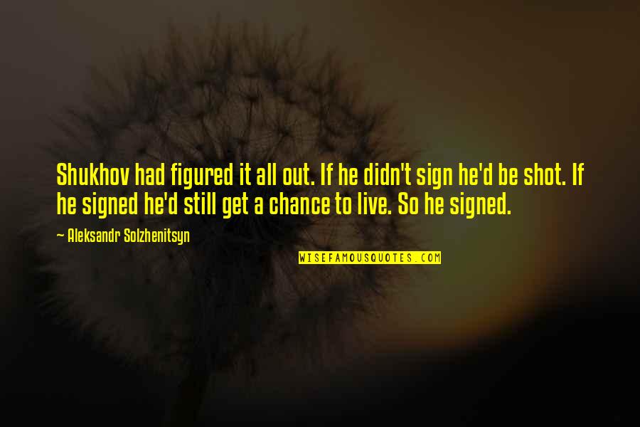 Donald Don Hollinger Quotes By Aleksandr Solzhenitsyn: Shukhov had figured it all out. If he Donald Don Hollinger Quotes By Aleksandr Solzhenitsyn: Shukhov had figured it all out. If he