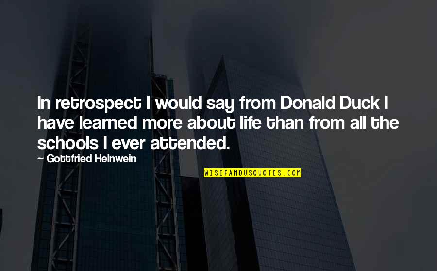 Donald Duck Quotes By Gottfried Helnwein: In retrospect I would say from Donald Duck