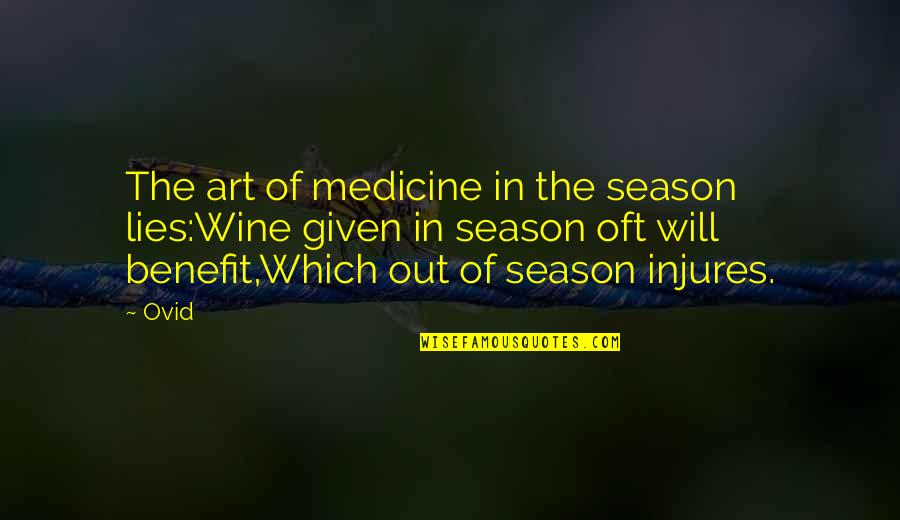Donald Goines Quotes By Ovid: The art of medicine in the season lies:Wine
