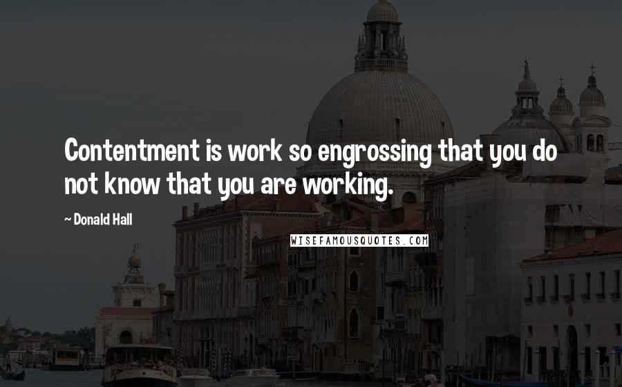 Donald Hall quotes: Contentment is work so engrossing that you do not know that you are working.