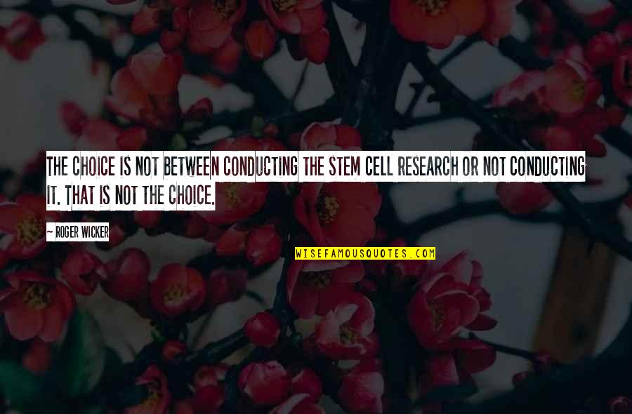 Donald Kalsched Quotes By Roger Wicker: The choice is not between conducting the stem