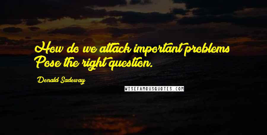 Donald Sadoway quotes: How do we attack important problems? Pose the right question.