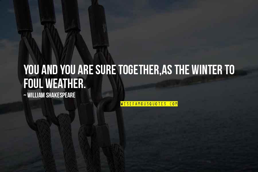 Donald Sinden Quotes By William Shakespeare: You and you are sure together,As the winter