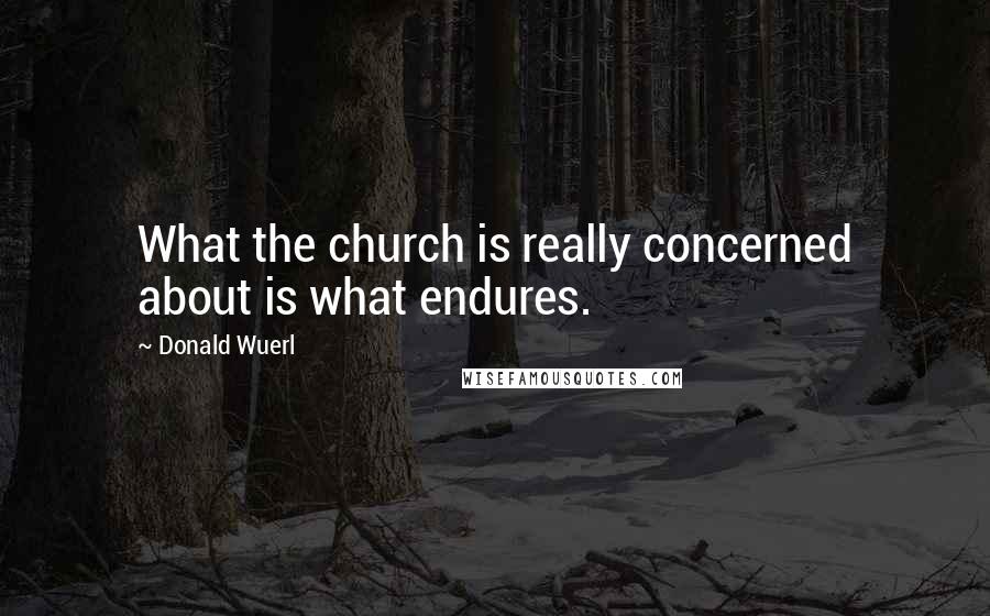 Donald Wuerl quotes: What the church is really concerned about is what endures.