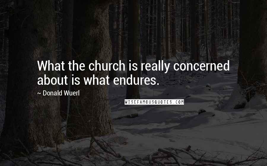 Donald Wuerl quotes: What the church is really concerned about is what endures.