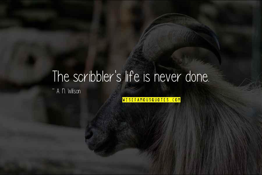 Donate Hair For Cancer Quotes By A. N. Wilson: The scribbler's life is never done.