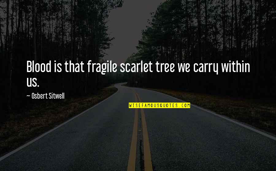Donation Best Quotes By Osbert Sitwell: Blood is that fragile scarlet tree we carry