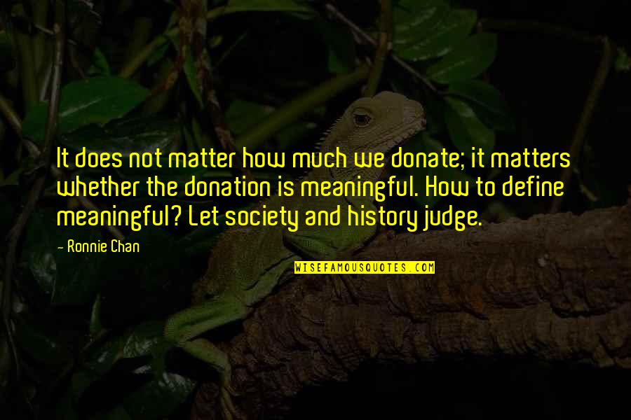 Donation Best Quotes By Ronnie Chan: It does not matter how much we donate;