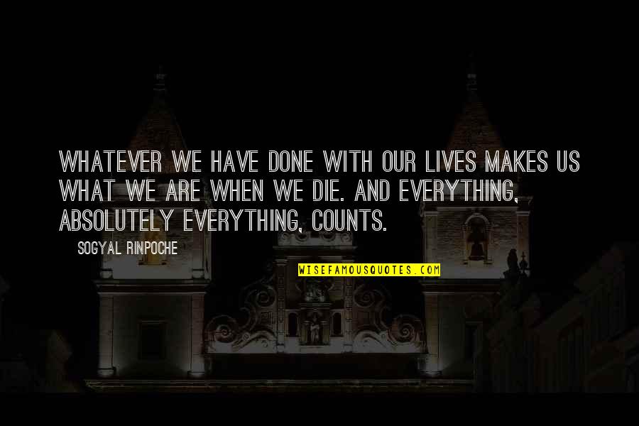 Done With Everything Quotes By Sogyal Rinpoche: Whatever we have done with our lives makes