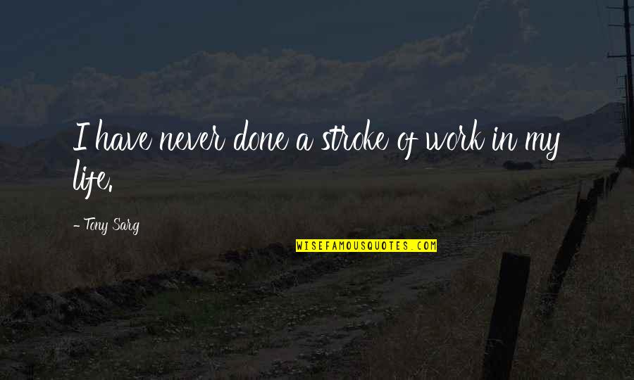Done With This Life Quotes By Tony Sarg: I have never done a stroke of work