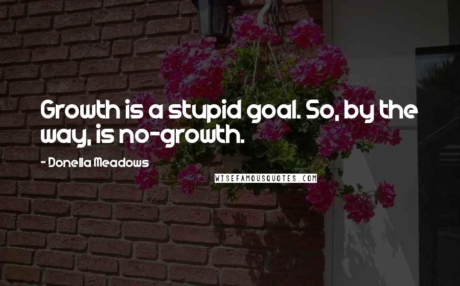 Donella Meadows quotes: Growth is a stupid goal. So, by the way, is no-growth.