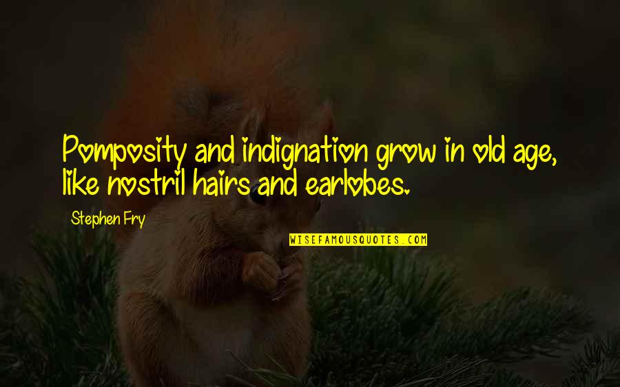 Dongo Quotes By Stephen Fry: Pomposity and indignation grow in old age, like