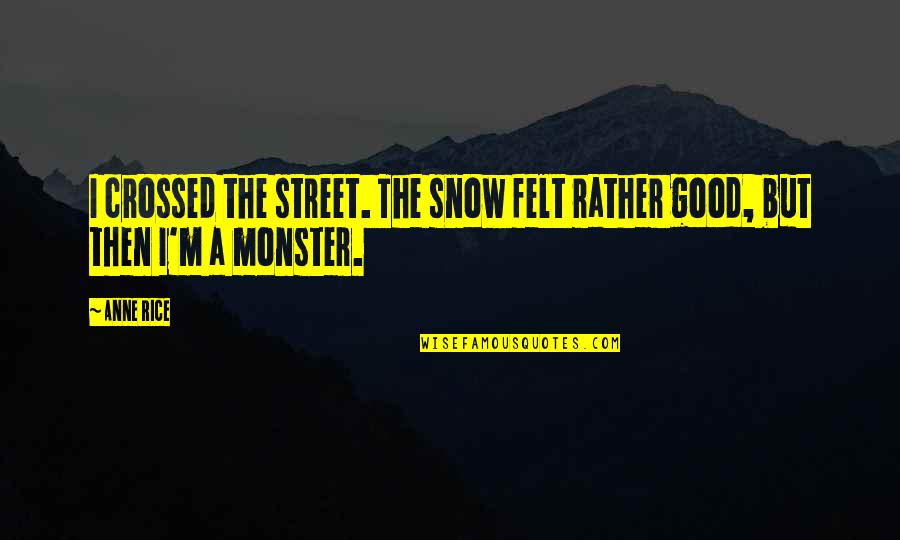 Donita Nose Quotes By Anne Rice: I crossed the street. The snow felt rather