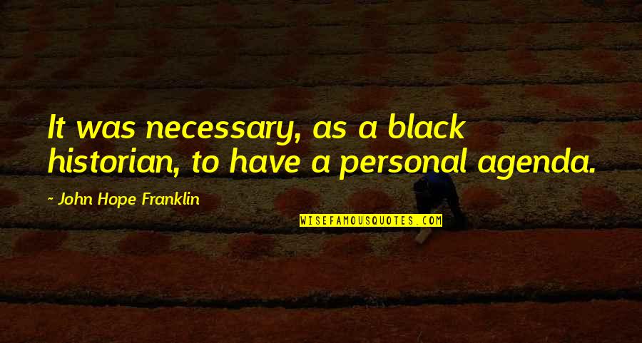 Donkere Quotes By John Hope Franklin: It was necessary, as a black historian, to