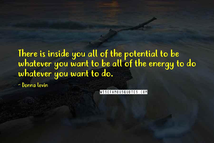 Donna Levin quotes: There is inside you all of the potential to be whatever you want to be all of the energy to do whatever you want to do.