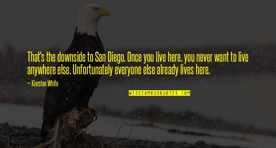 Donna Sheridan Quotes By Kiersten White: That's the downside to San Diego. Once you Donna Sheridan Quotes By Kiersten White: That's the downside to San Diego. Once you