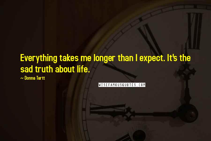 Donna Tartt quotes: Everything takes me longer than I expect. It's the sad truth about life.