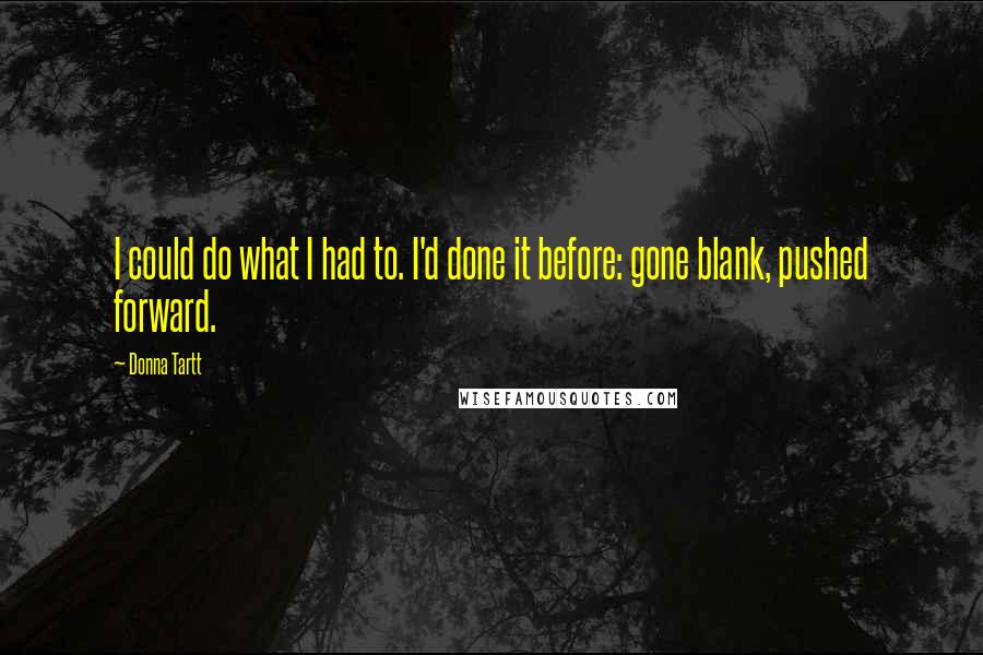 Donna Tartt quotes: I could do what I had to. I'd done it before: gone blank, pushed forward.