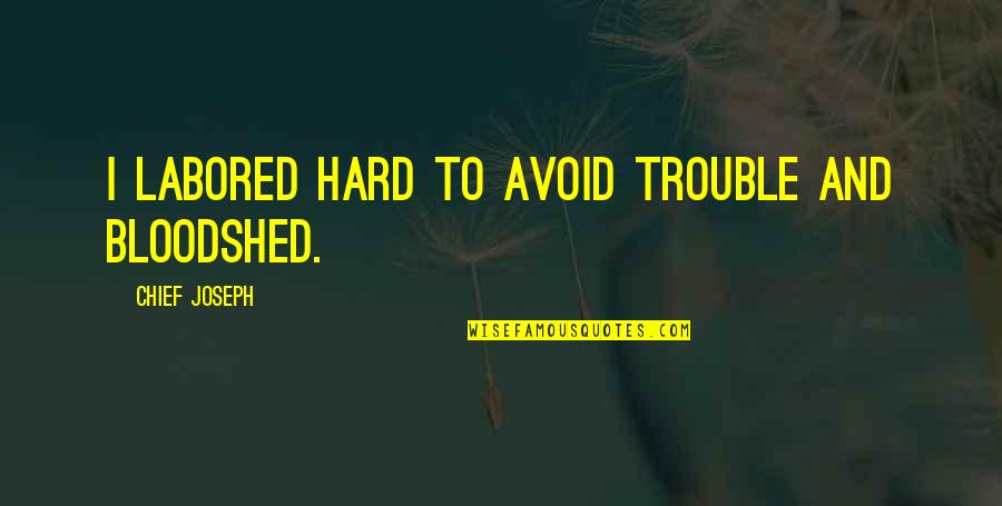 Donnola Quotes By Chief Joseph: I labored hard to avoid trouble and bloodshed.