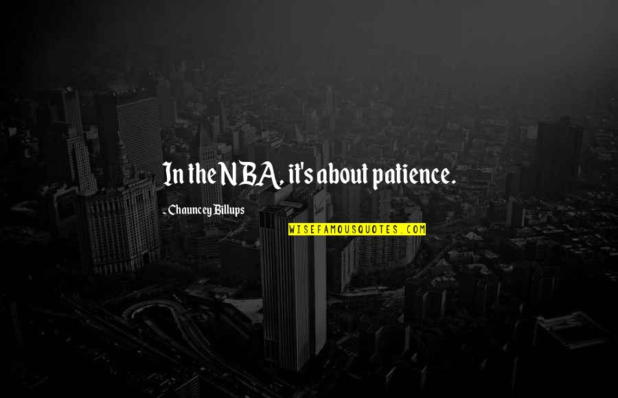 Donowitz J Quotes By Chauncey Billups: In the NBA, it's about patience.