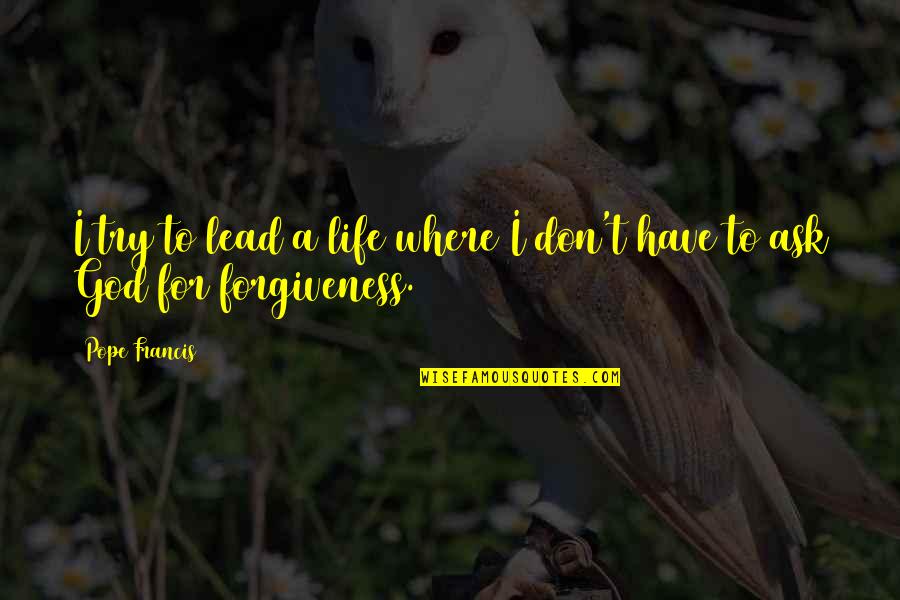 Don't Ask For Forgiveness Quotes By Pope Francis: I try to lead a life where I