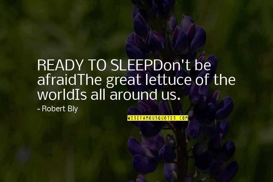 Don't Be Afraid Of The World Quotes By Robert Bly: READY TO SLEEPDon't be afraidThe great lettuce of
