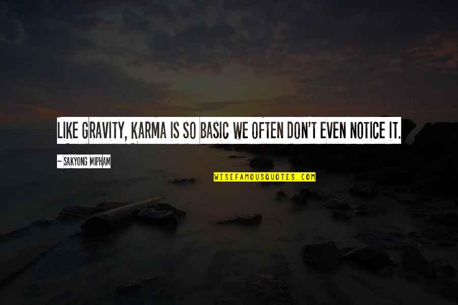 Don't Be Basic Quotes By Sakyong Mipham: Like gravity, karma is so basic we often