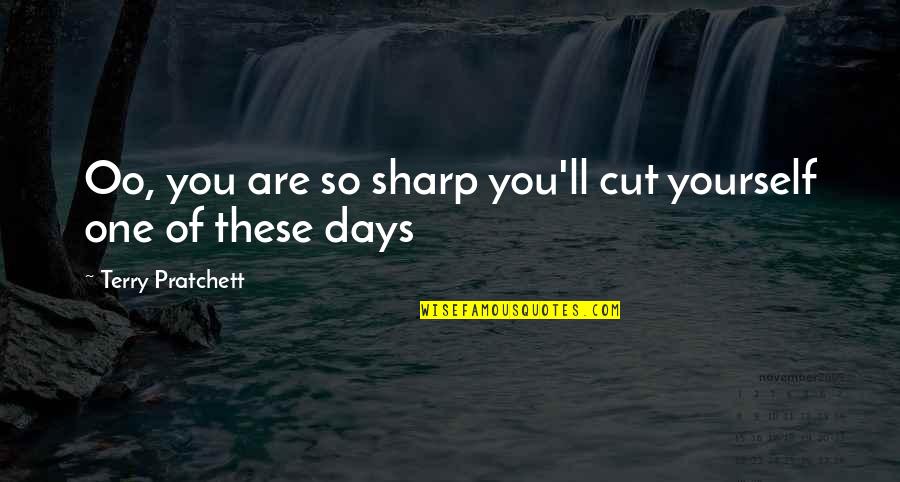 Dont Be Mad At The World Quotes By Terry Pratchett: Oo, you are so sharp you'll cut yourself Dont Be Mad At The World Quotes By Terry Pratchett: Oo, you are so sharp you'll cut yourself