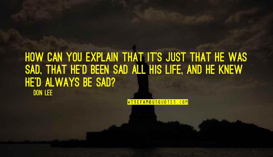 Don't Be Sad Quotes By Don Lee: How can you explain that it's just that