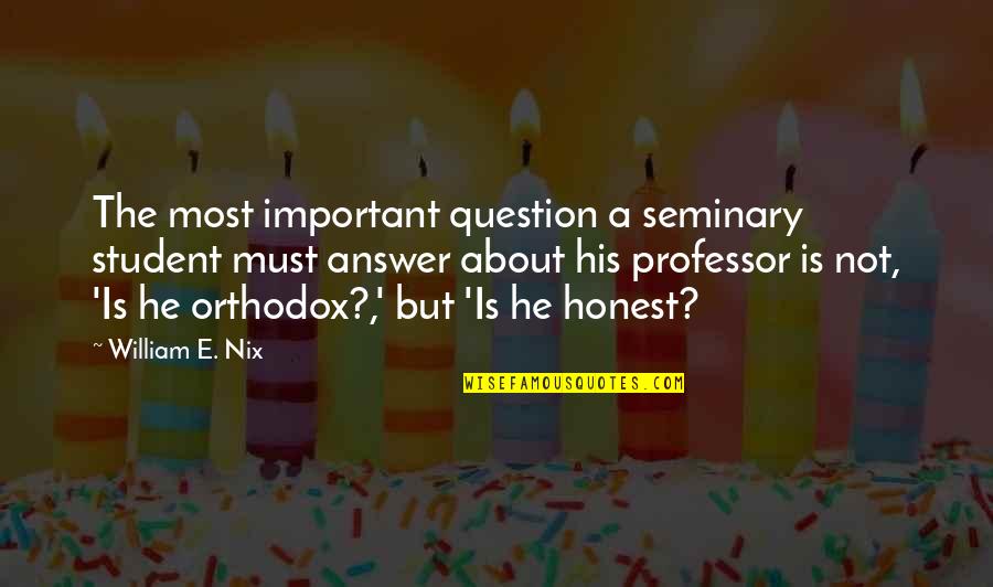 Dont Bother Quotes By William E. Nix: The most important question a seminary student must