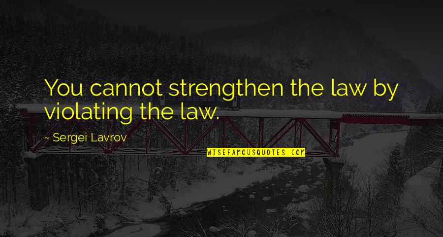 Don't Come Again Quotes By Sergei Lavrov: You cannot strengthen the law by violating the