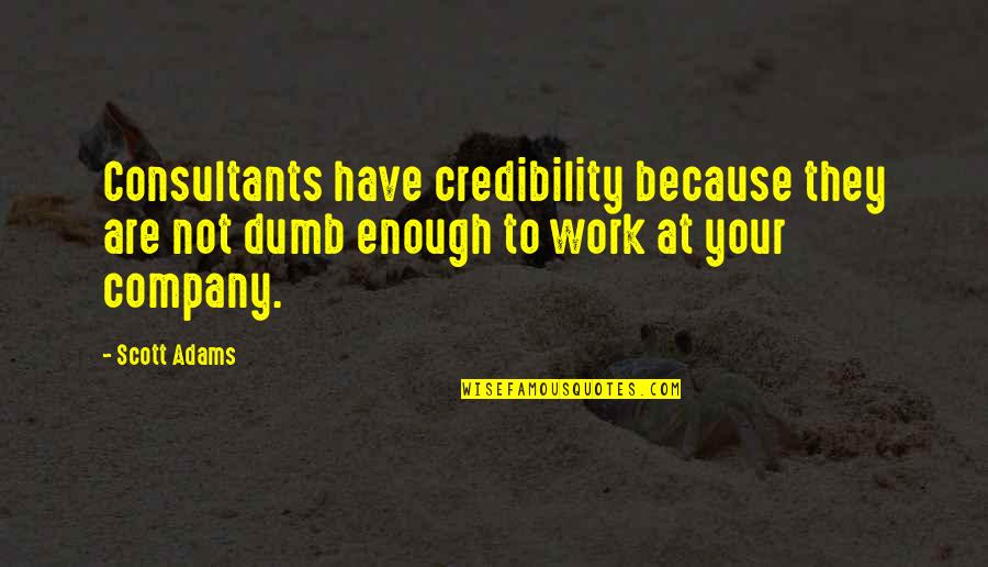 Don't Cry Over A Man Quotes By Scott Adams: Consultants have credibility because they are not dumb