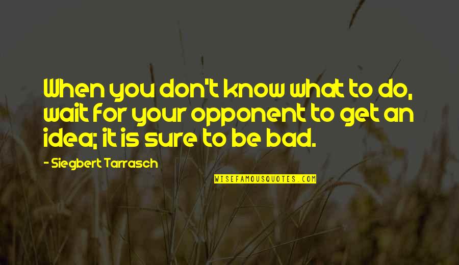 Don't Do Bad Quotes By Siegbert Tarrasch: When you don't know what to do, wait