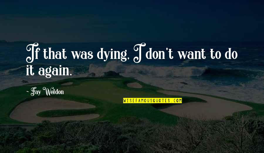 Don't Do It Again Quotes By Fay Weldon: If that was dying, I don't want to
