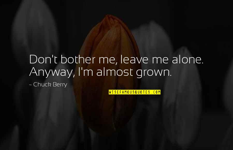 Don't Ever Leave Me Alone Quotes By Chuck Berry: Don't bother me, leave me alone. Anyway, I'm