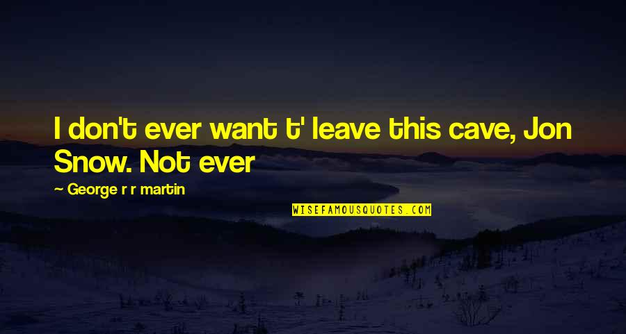Don't Ever Leave Quotes By George R R Martin: I don't ever want t' leave this cave,