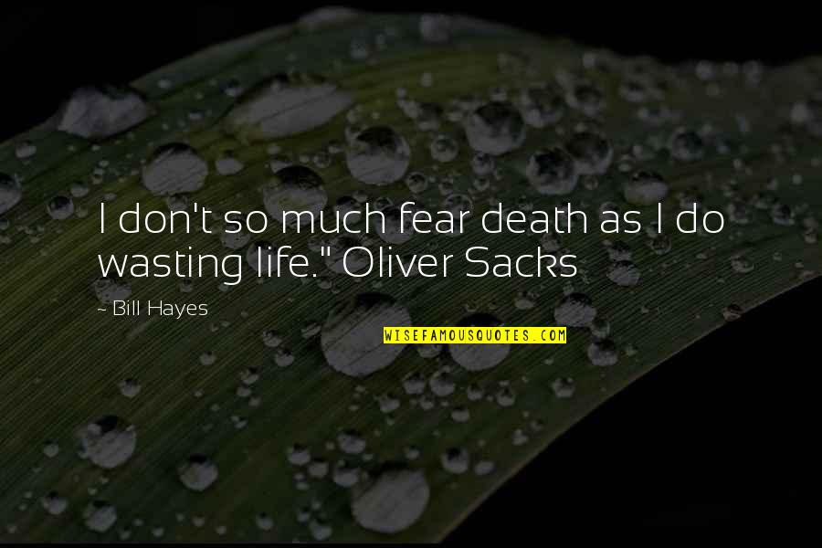 Don't Fear Death Quotes By Bill Hayes: I don't so much fear death as I
